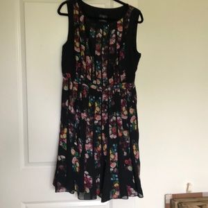 Black and floral skater dress